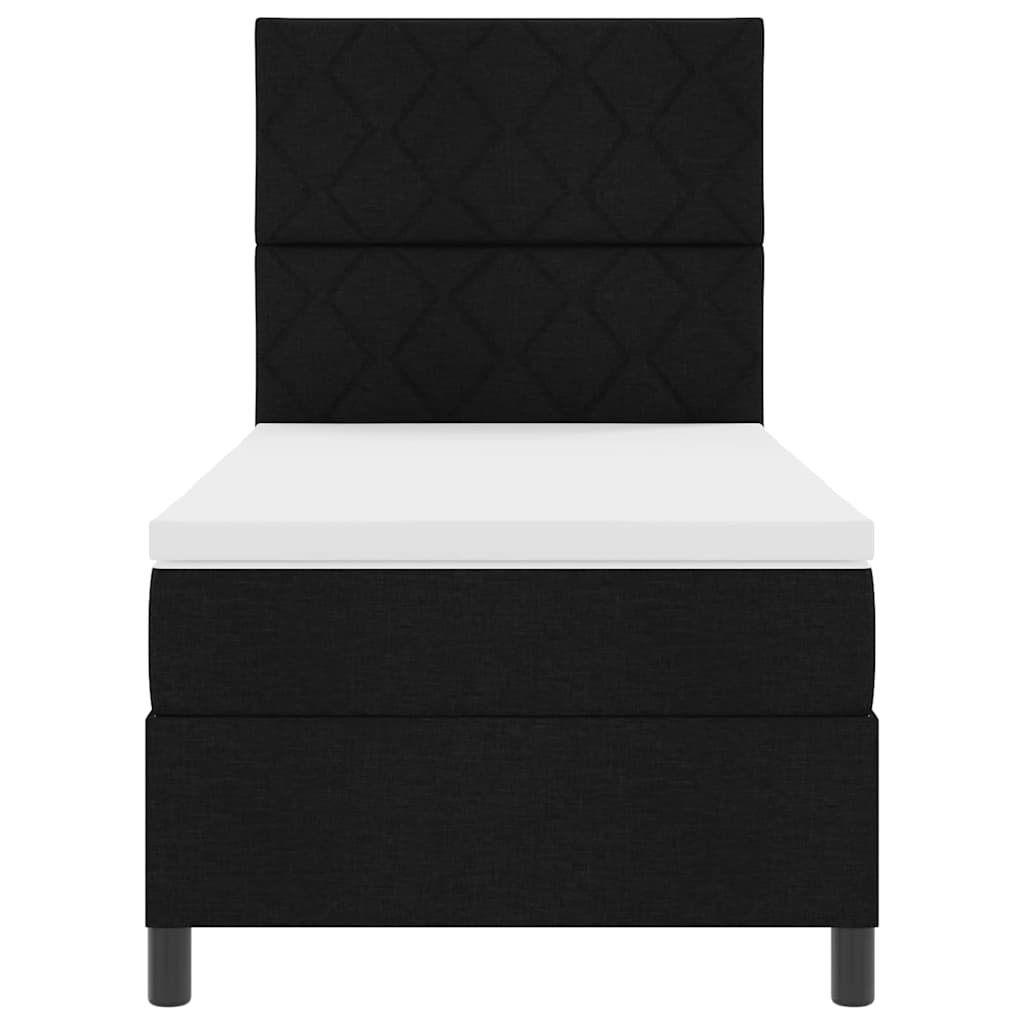 Lit à ressorts avec bandes LED Noir 90 x 200 cm tissu