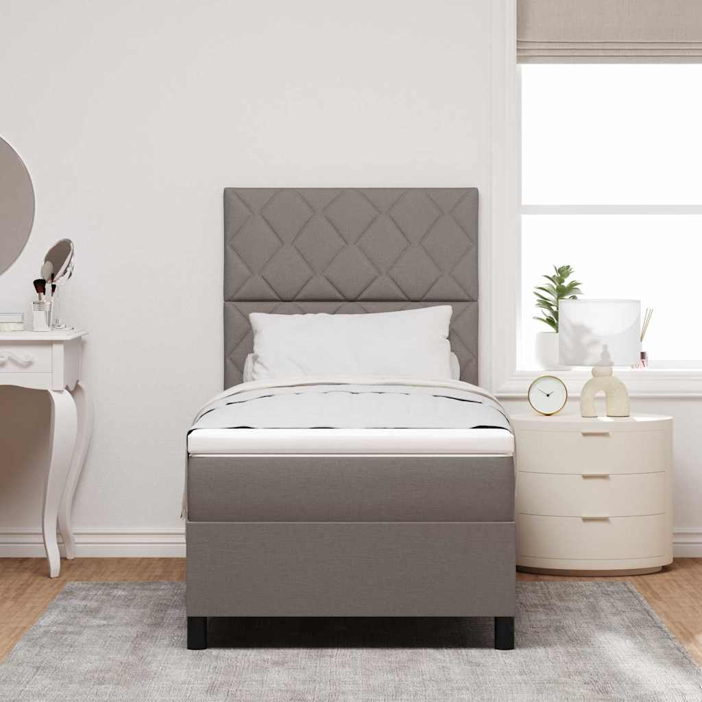 Lit à ressorts avec matelas Taupe 90 x 200 cm tissu - XIOS