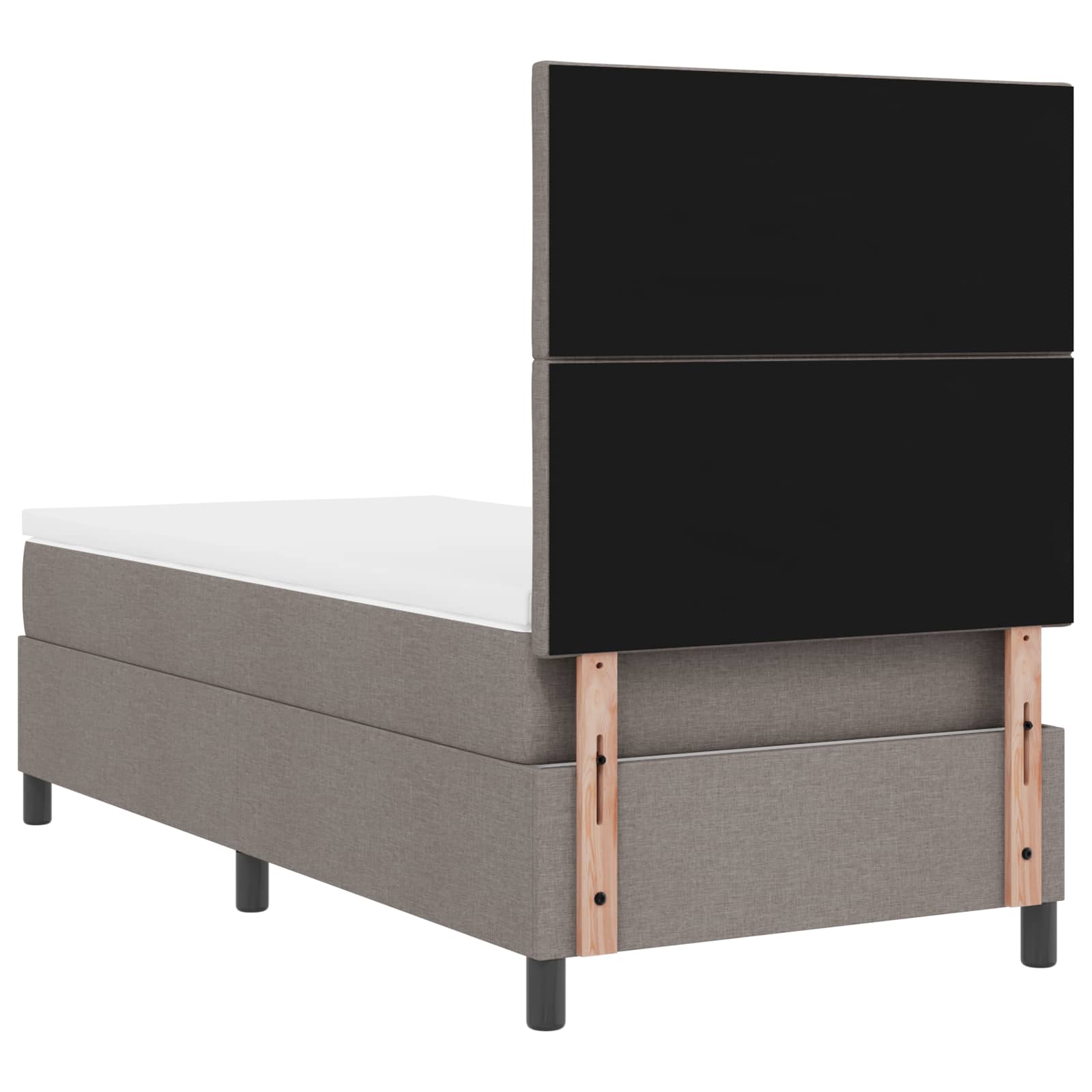 Lit à ressorts avec bandes LED Taupe 100 x 200 cm tissu