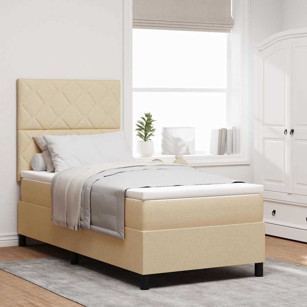 Lit à ressorts avec bandes LED Crème 100 x 200 cm tissu - XIOS