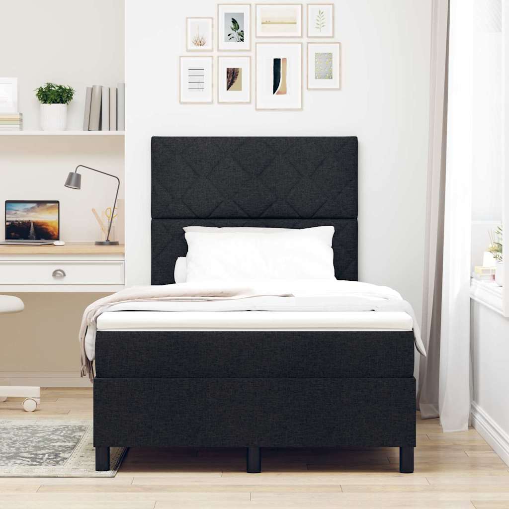 Lit à ressorts avec bandes LED Noir 120 x 190 cm tissu - XIOS