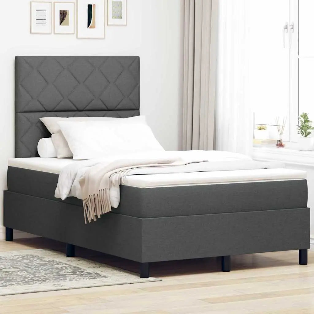 Lit à ressorts avec bandes LED Gris foncé 120 x 200 cm tissu - XIOS