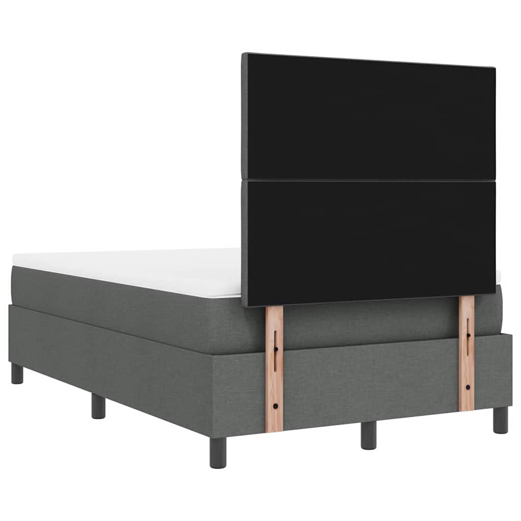 Lit à ressorts avec bandes LED Gris foncé 120 x 200 cm tissu