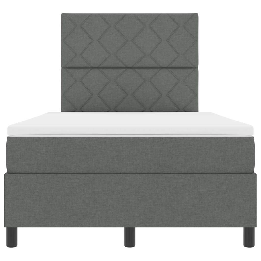 Lit à ressorts avec bandes LED Gris foncé 120 x 200 cm tissu