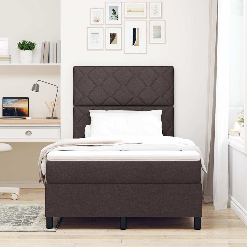Lit à ressorts avec matelas Marron foncé 120 x 200 cm tissu - XIOS