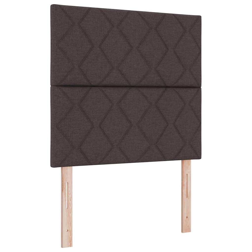 Lit à ressorts avec matelas Marron foncé 120 x 200 cm tissu