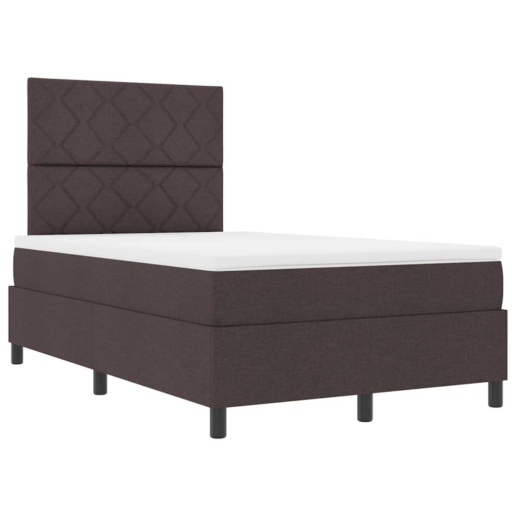 Lit à ressorts avec matelas Marron foncé 120 x 200 cm tissu - XIOS
