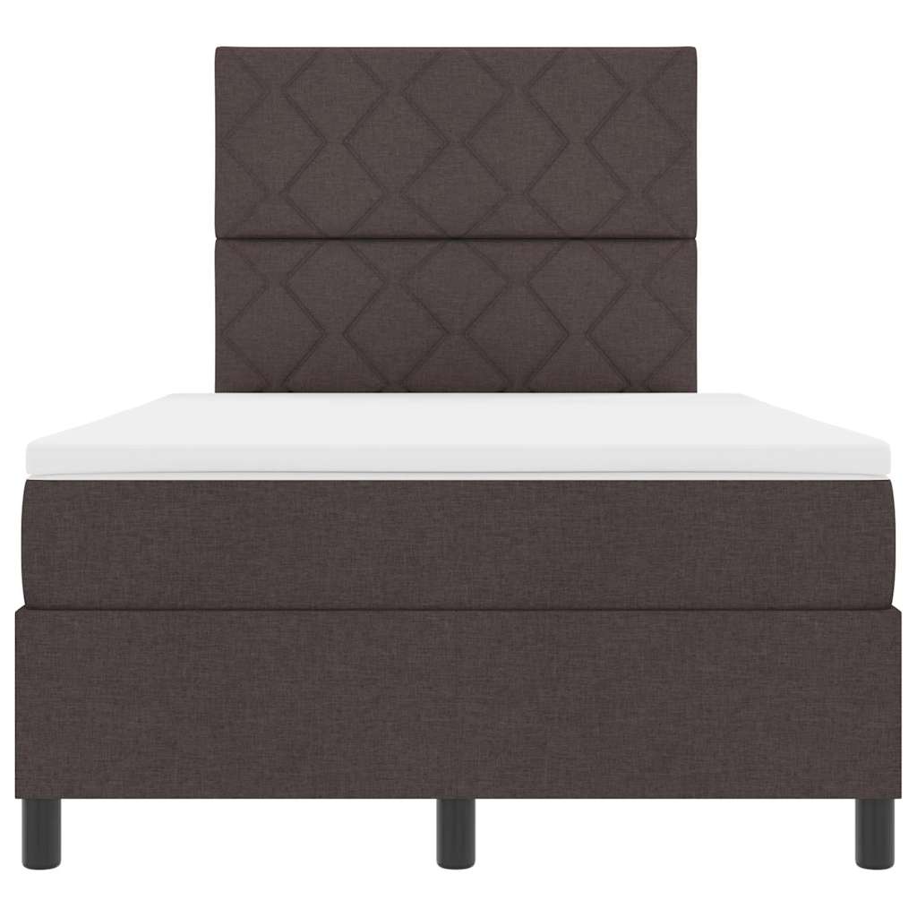 Lit à ressorts avec matelas Marron foncé 120 x 200 cm tissu - XIOS