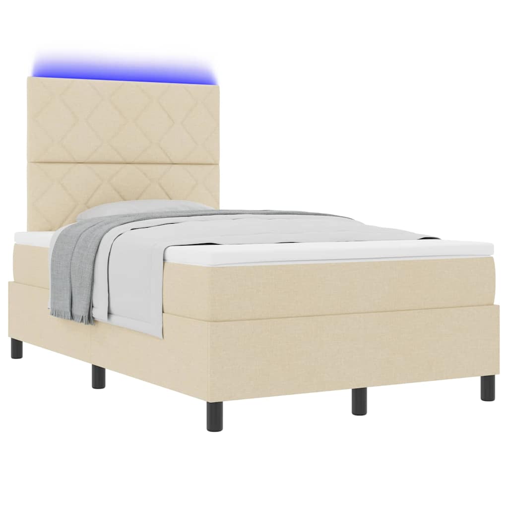 Lit à ressorts avec bandes LED Crème 120 x 200 cm tissu - XIOS