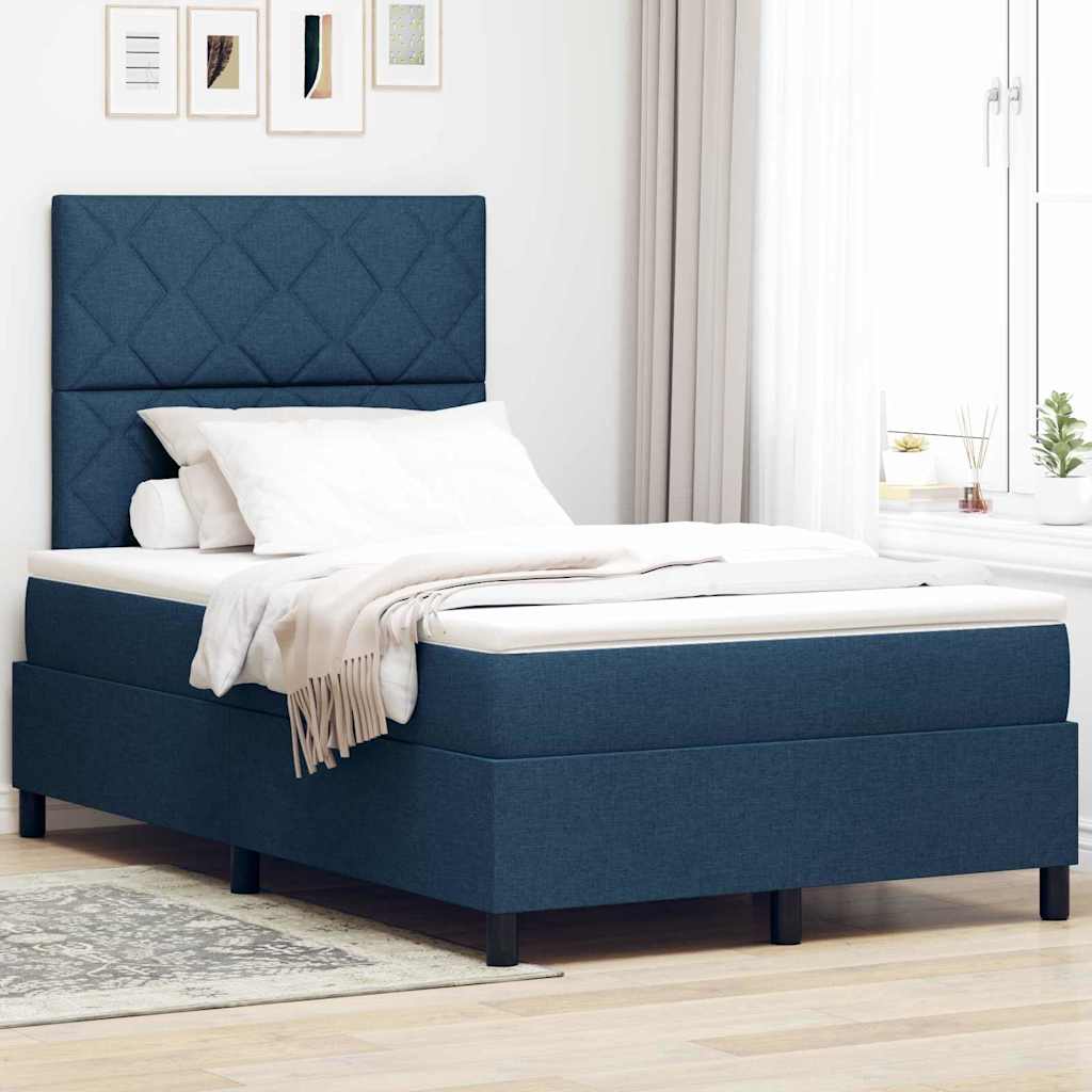 Lit à ressorts avec matelas Bleu 120 x 200 cm tissu - XIOS