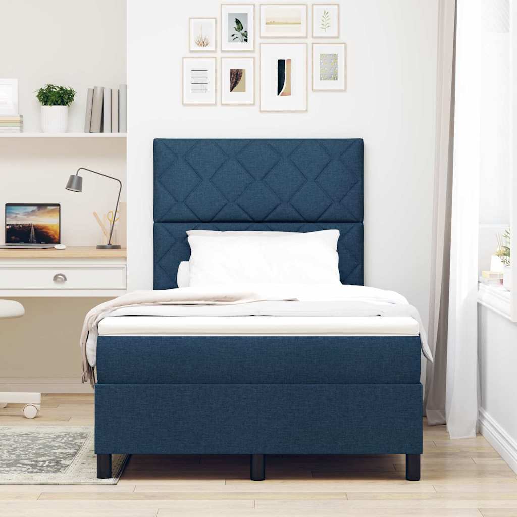 Lit à ressorts avec matelas Bleu 120 x 200 cm tissu - XIOS