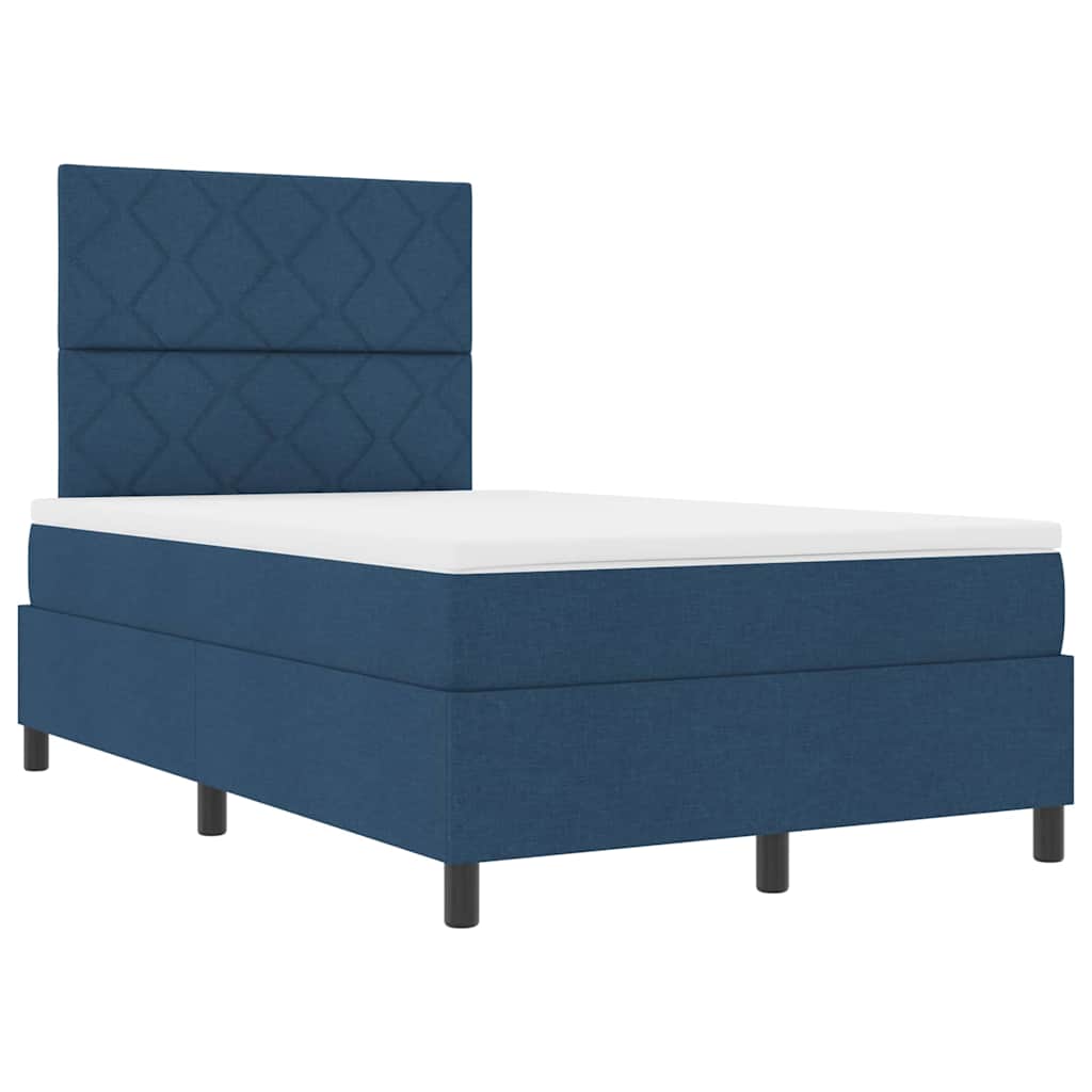 Lit à ressorts avec matelas Bleu 120 x 200 cm tissu - XIOS