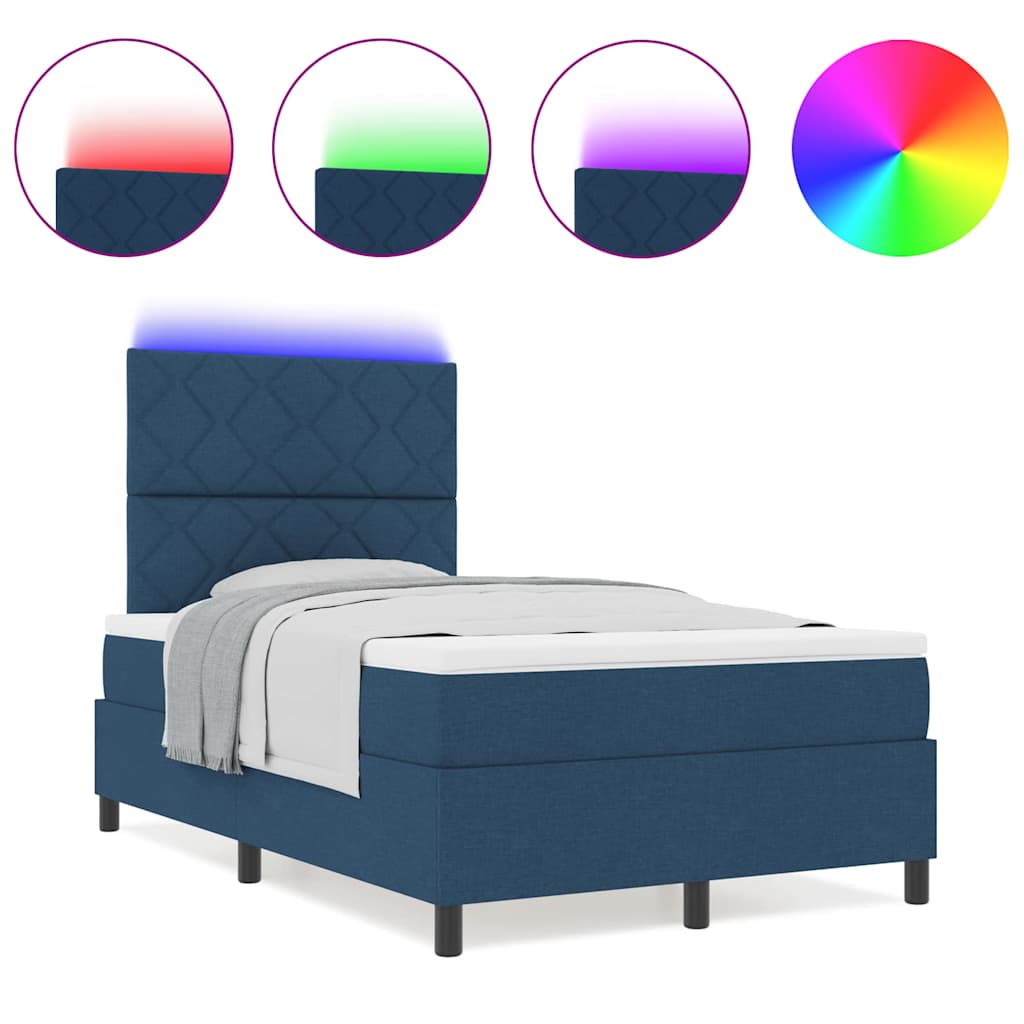 Lit à ressorts avec matelas Bleu 120 x 200 cm tissu - XIOS