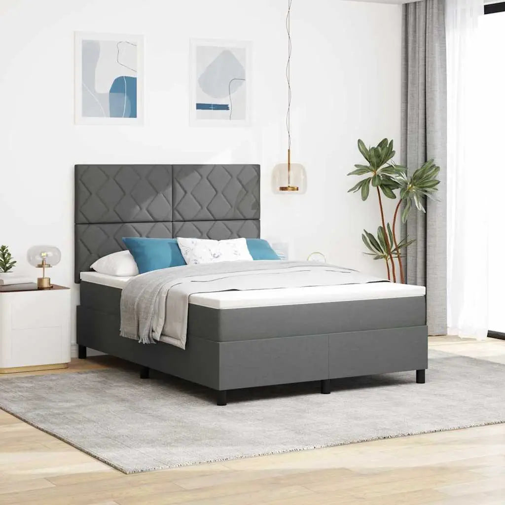Lit à ressorts avec bandes LED Gris foncé 140 x 190 cm tissu - XIOS