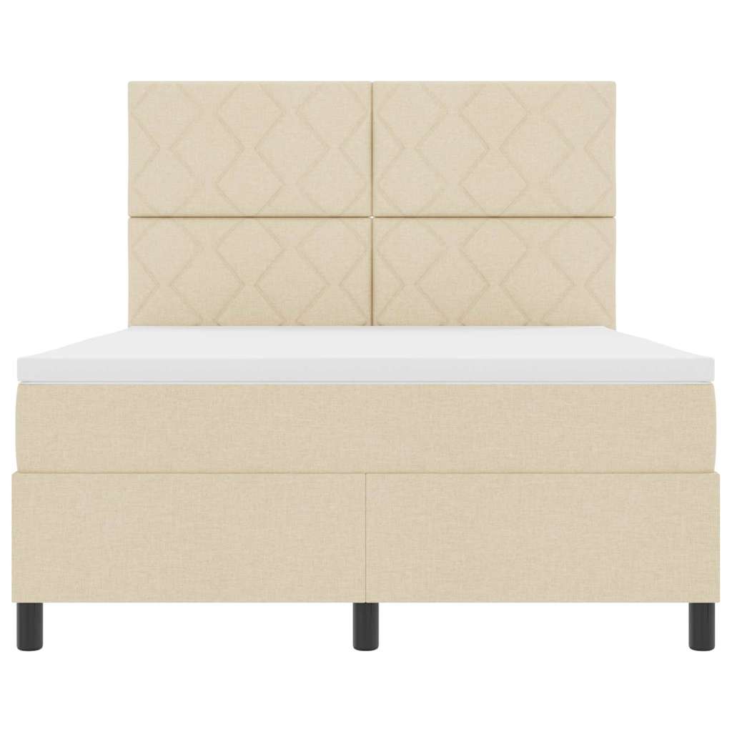 Lit à ressorts avec bandes LED Crème 140 x 200 cm tissu