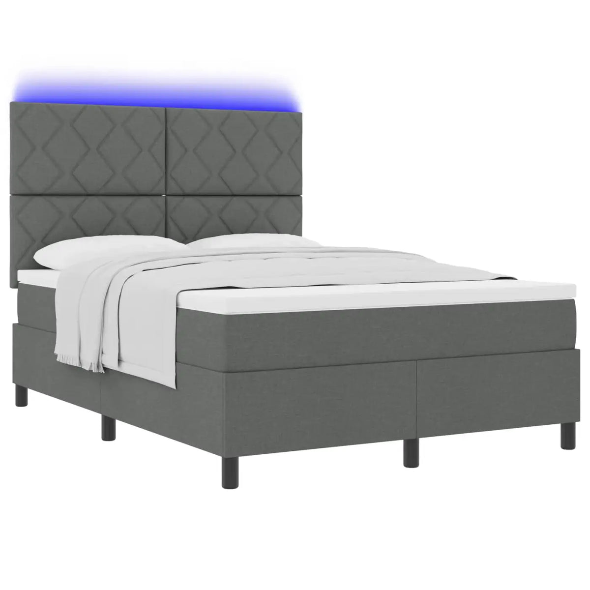 Lit à ressorts avec bandes LED Gris foncé 160 x 200 cm tissu - XIOS