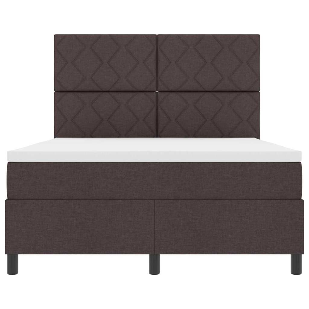 Lit à ressorts avec matelas Marron foncé 160 x 200 cm tissu - XIOS
