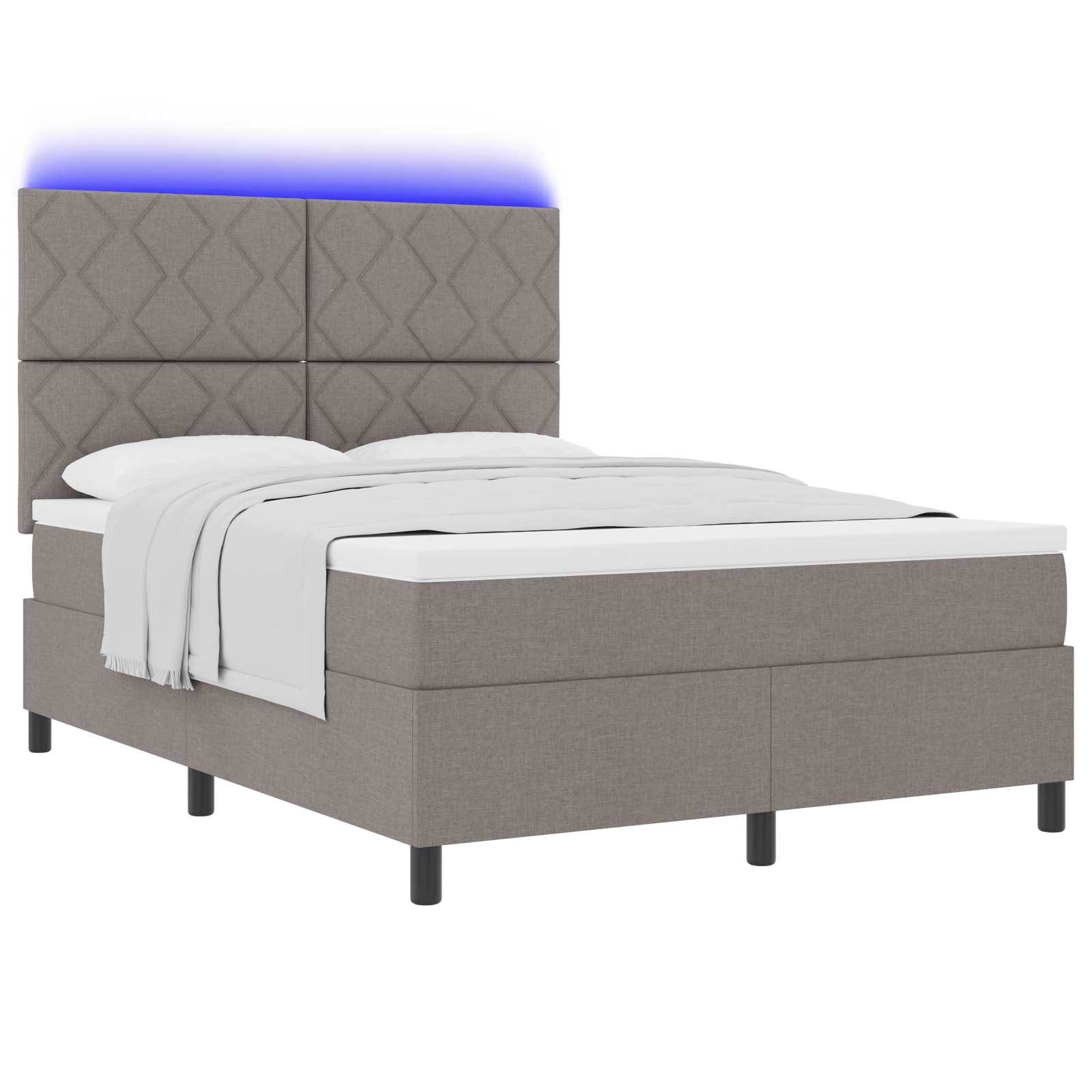Lit à ressorts avec matelas avec LED Taupe 160 x 200 cm tissu - XIOS