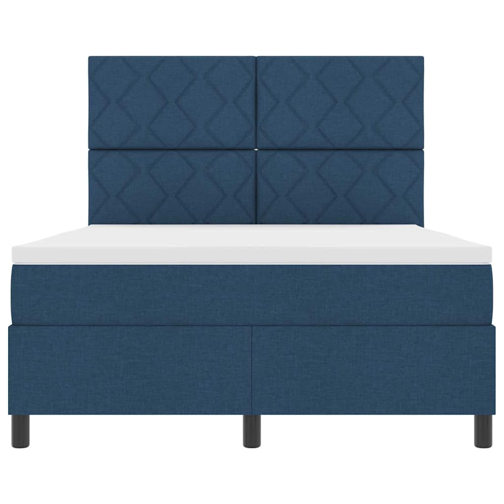 Lit à ressorts avec matelas Bleu 160 x 200 cm tissu - XIOS