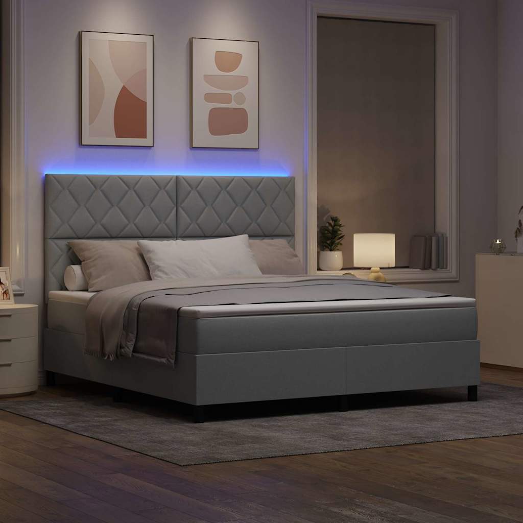 Lit à ressorts avec matelas Gris clair 180 x 200 cm tissu - XIOS
