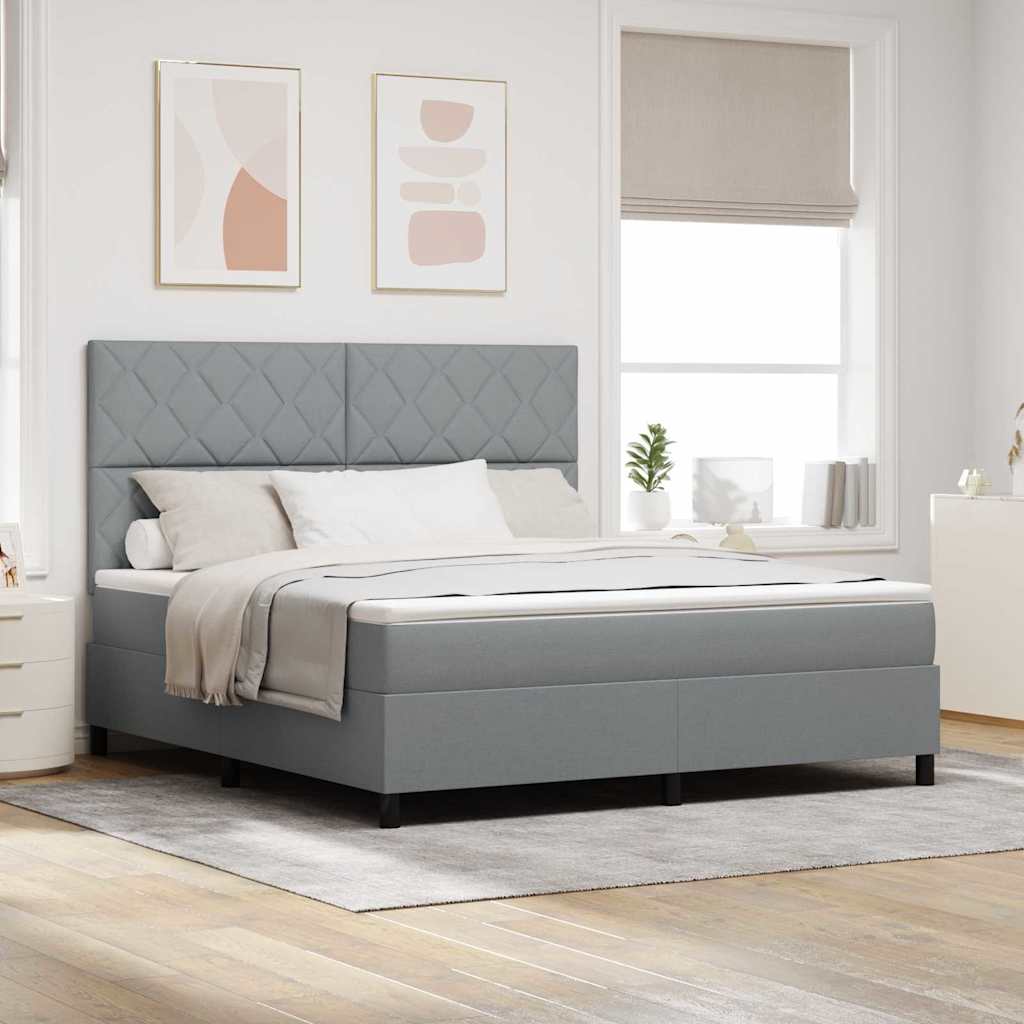 Lit à ressorts avec matelas Gris clair 180 x 200 cm tissu - XIOS