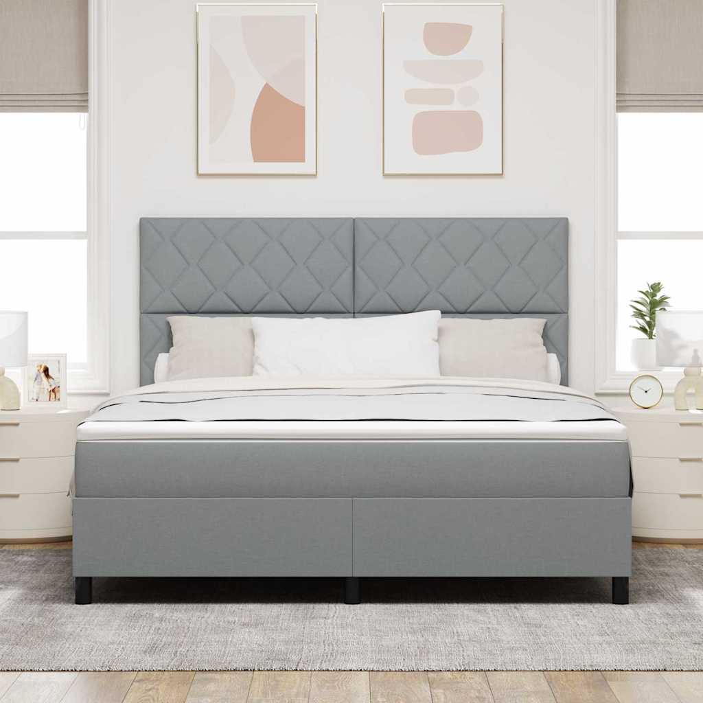 Lit à ressorts avec matelas Gris clair 180 x 200 cm tissu - XIOS