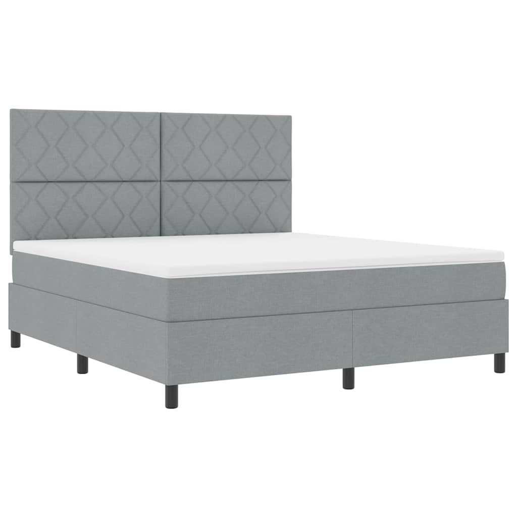 Lit à ressorts avec matelas Gris clair 180 x 200 cm tissu - XIOS