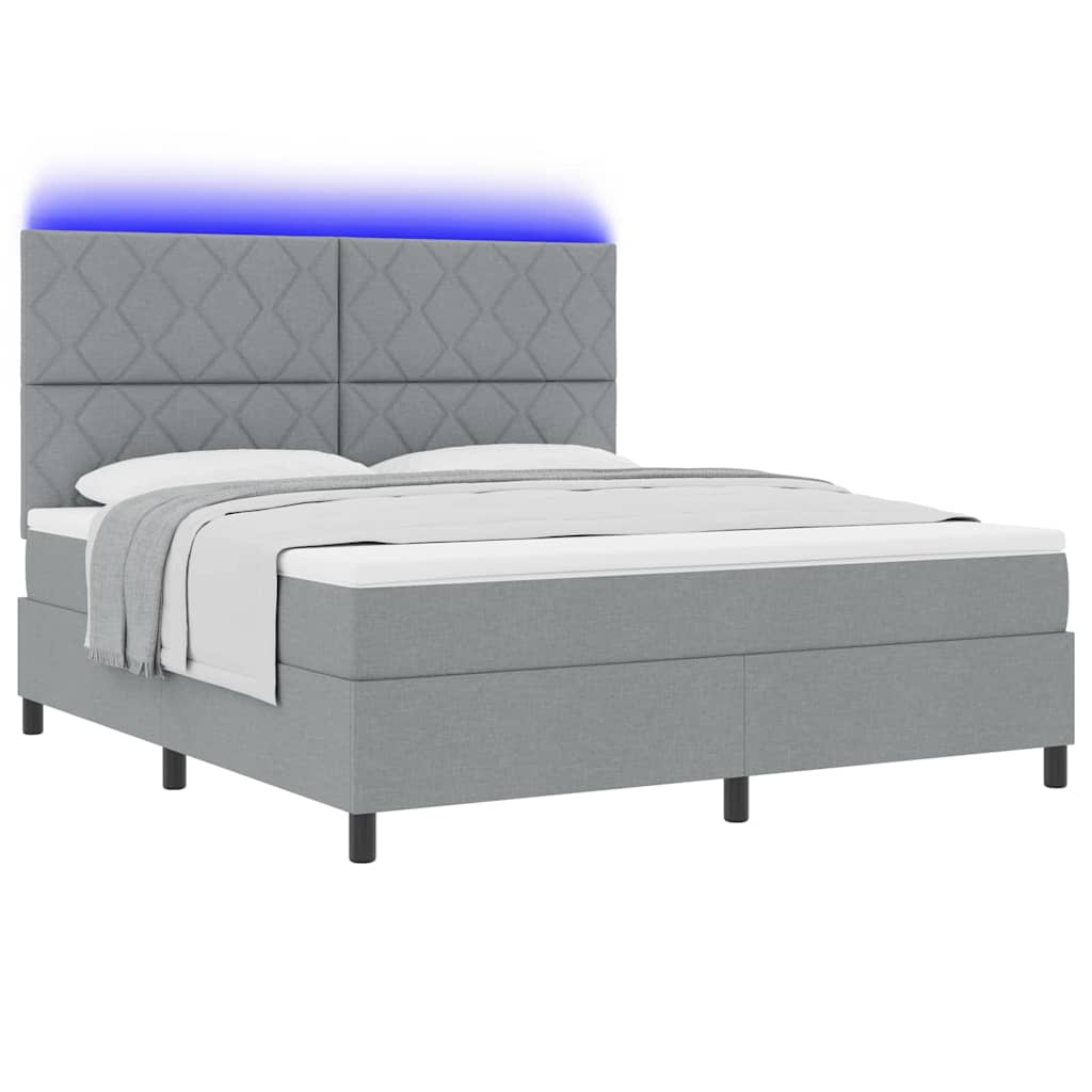 Lit à ressorts avec matelas Gris clair 180 x 200 cm tissu - XIOS