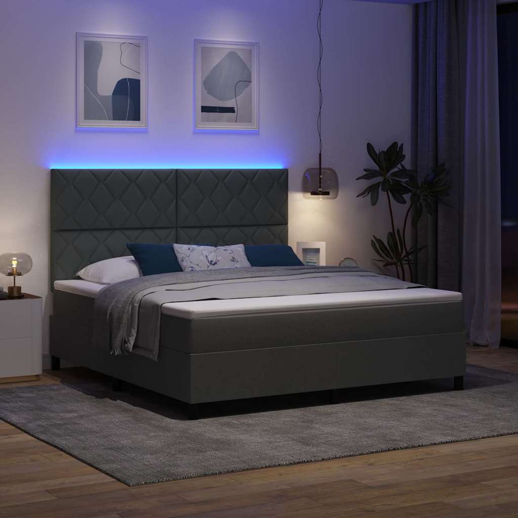 Lit à ressorts avec matelas Gris foncé 180 x 200 cm tissu - XIOS