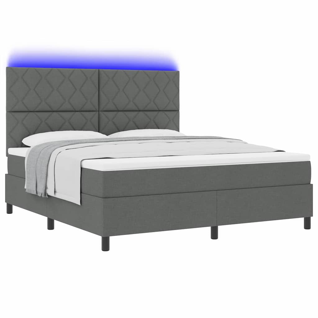 Lit à ressorts avec matelas Gris foncé 180 x 200 cm tissu - XIOS