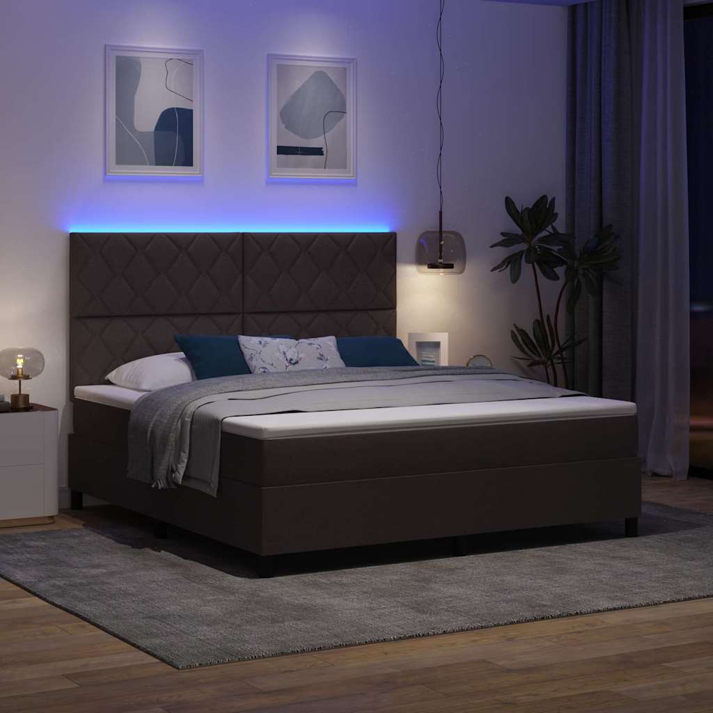 Lit à ressorts avec matelas Marron foncé 180 x 200 cm tissu - XIOS