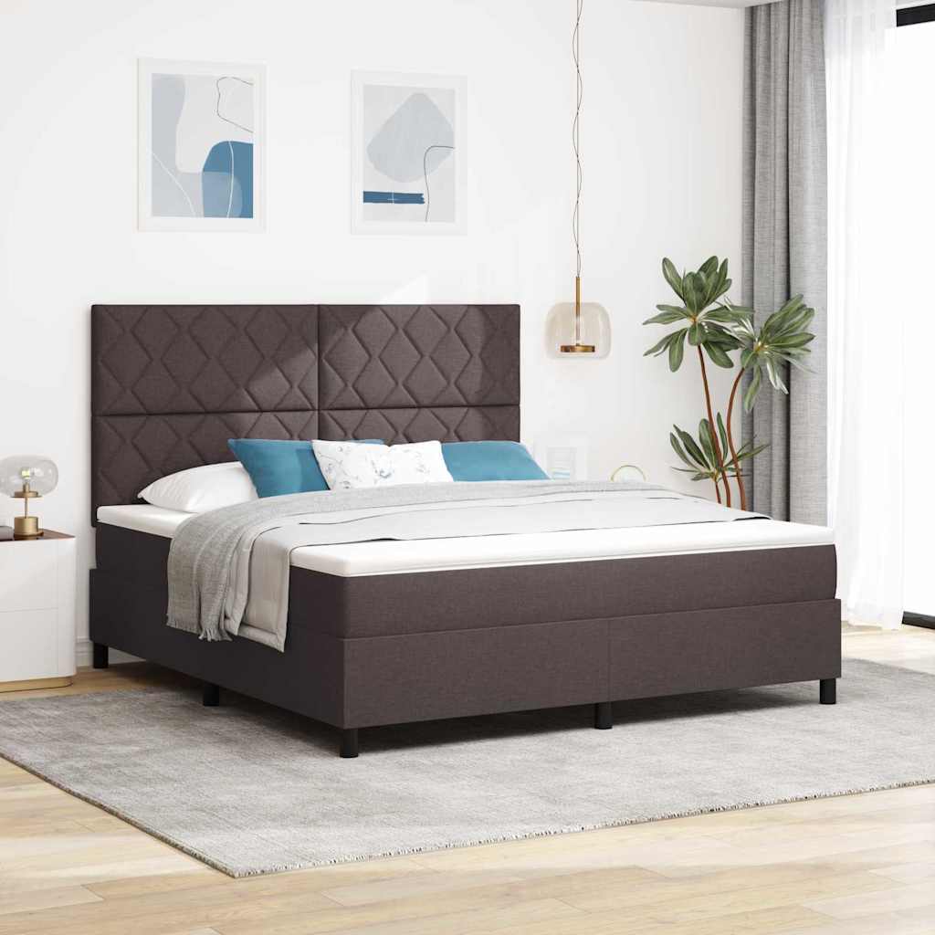 Lit à ressorts avec matelas Marron foncé 180 x 200 cm tissu - XIOS