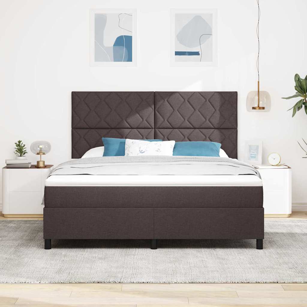 Lit à ressorts avec matelas Marron foncé 180 x 200 cm tissu - XIOS