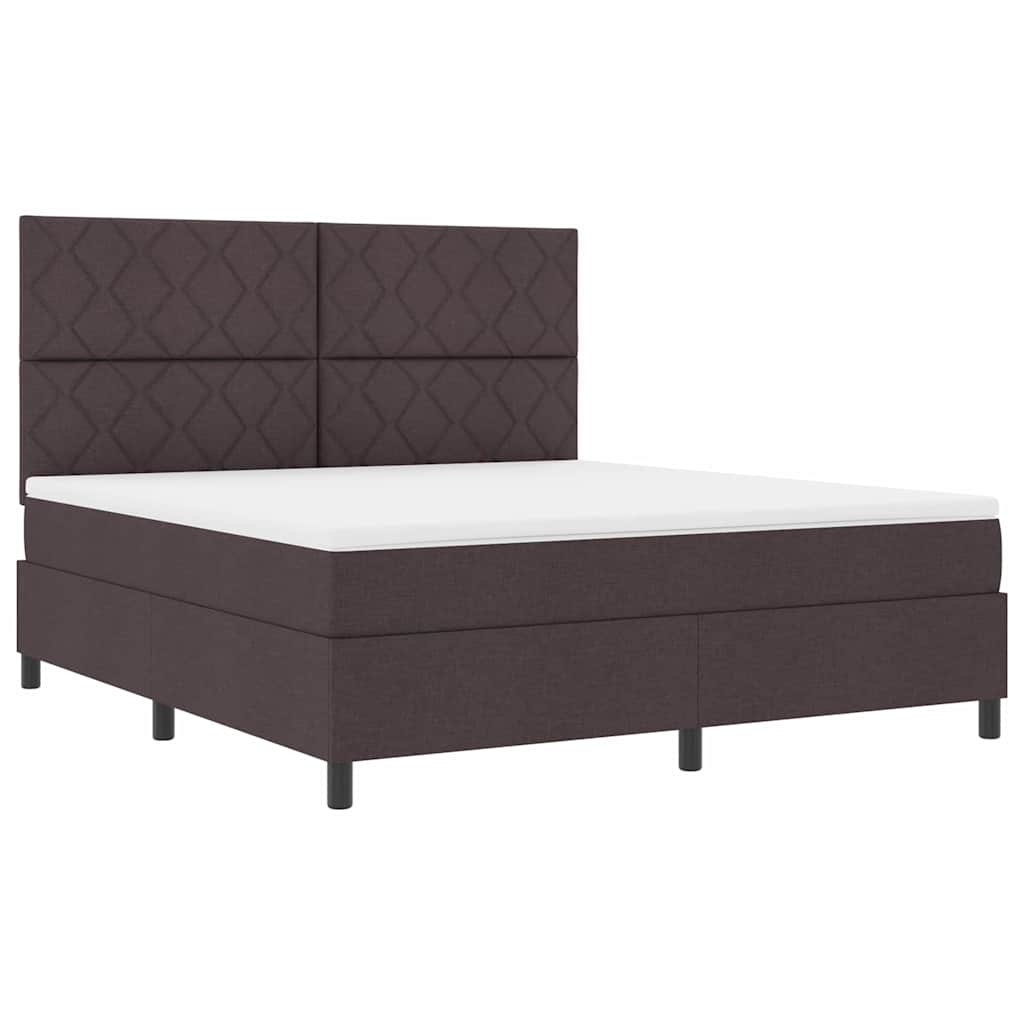 Lit à ressorts avec matelas Marron foncé 180 x 200 cm tissu - XIOS