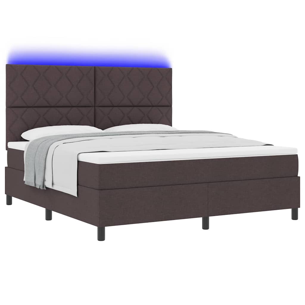 Lit à ressorts avec matelas Marron foncé 180 x 200 cm tissu - XIOS