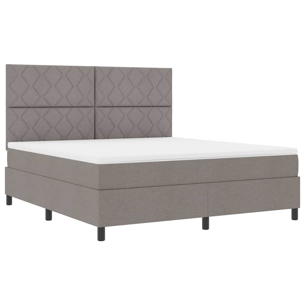 Lit à ressorts avec matelas Taupe 180 x 200 cm tissu - XIOS