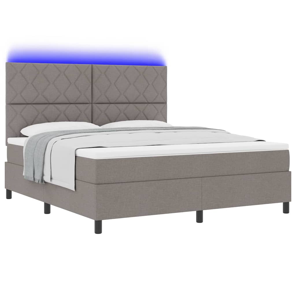Lit à ressorts avec matelas Taupe 180 x 200 cm tissu - XIOS