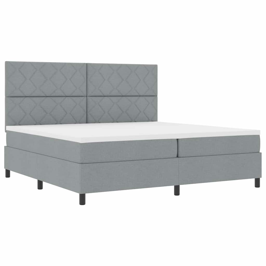 Lit à ressorts avec matelas Gris clair 200 x 200 cm tissu - XIOS