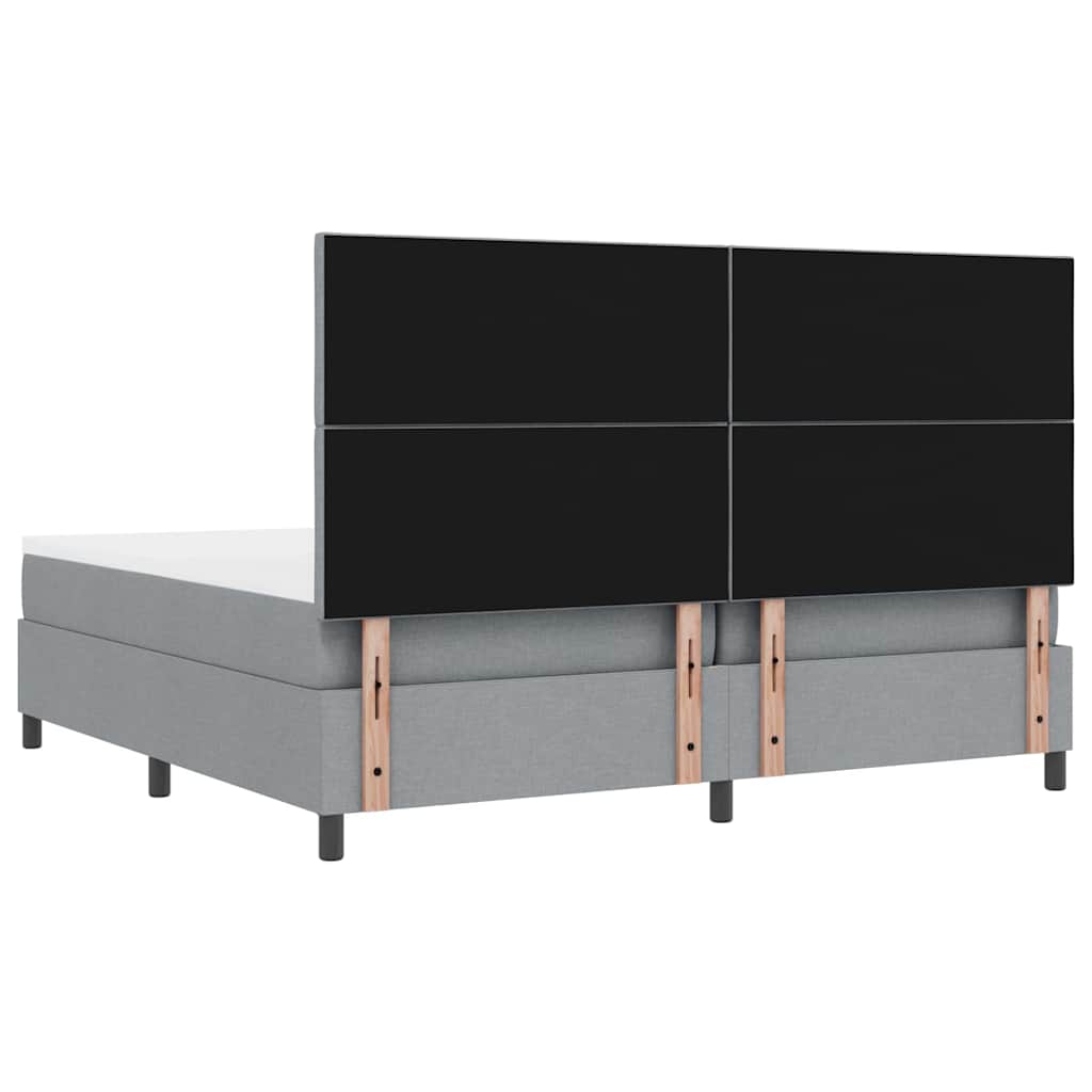 Lit à ressorts avec matelas Gris clair 200 x 200 cm tissu - XIOS