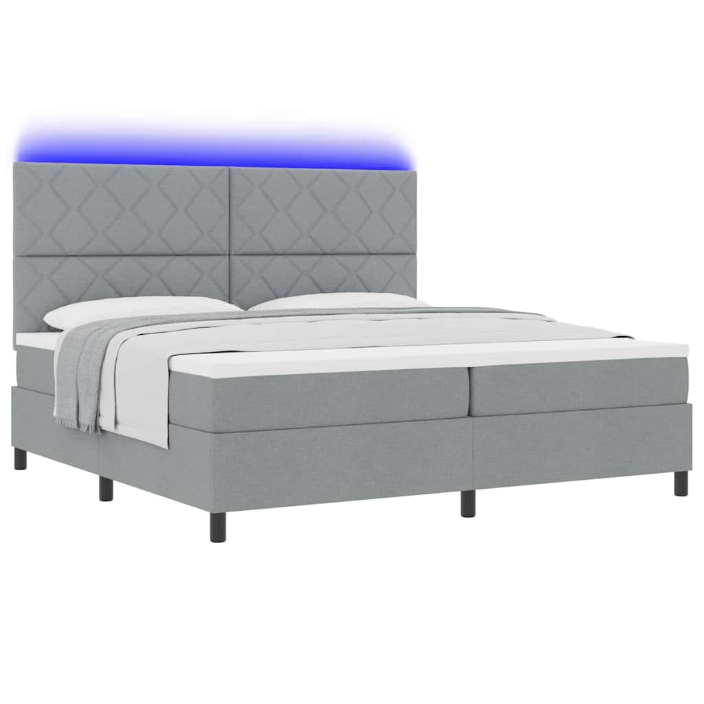 Lit à ressorts avec matelas Gris clair 200 x 200 cm tissu - XIOS