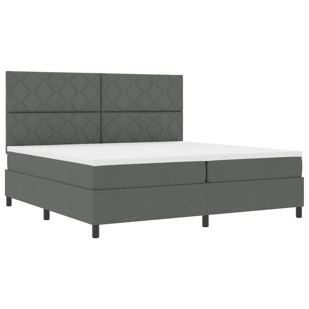 Lit à ressorts avec matelas Gris foncé 200 x 200 cm tissu - XIOS