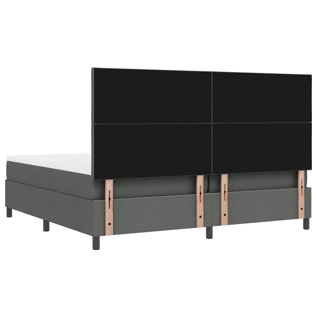 Lit à ressorts avec matelas Gris foncé 200 x 200 cm tissu - XIOS