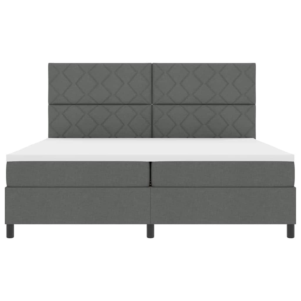 Lit à ressorts avec matelas Gris foncé 200 x 200 cm tissu - XIOS