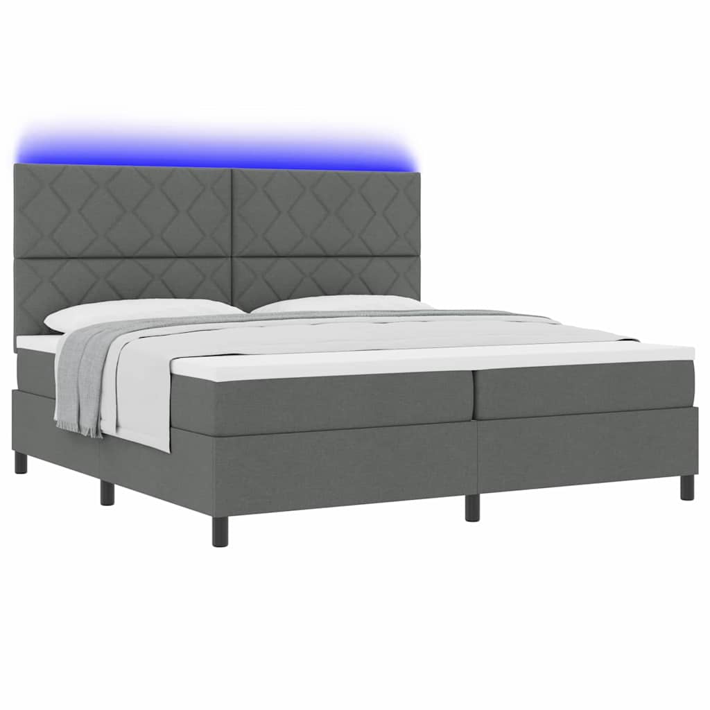 Lit à ressorts avec matelas Gris foncé 200 x 200 cm tissu - XIOS