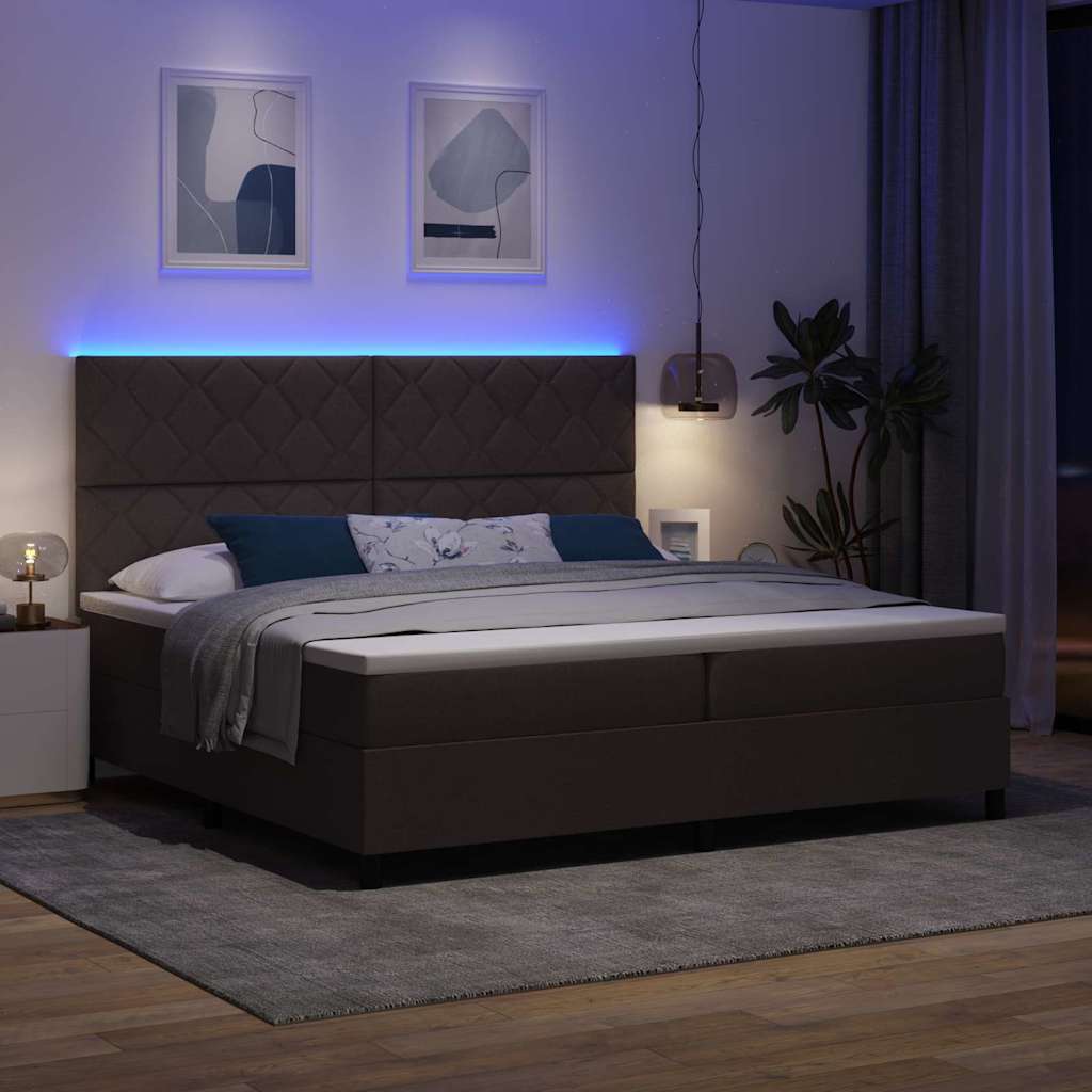 Lit à ressorts avec matelas Marron foncé 200 x 200 cm tissu - XIOS