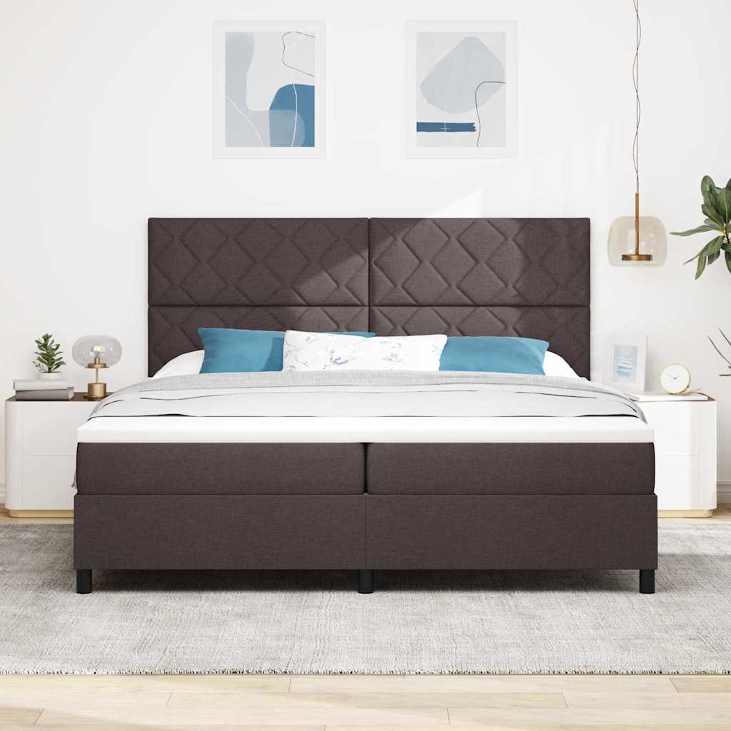 Lit à ressorts avec matelas Marron foncé 200 x 200 cm tissu - XIOS