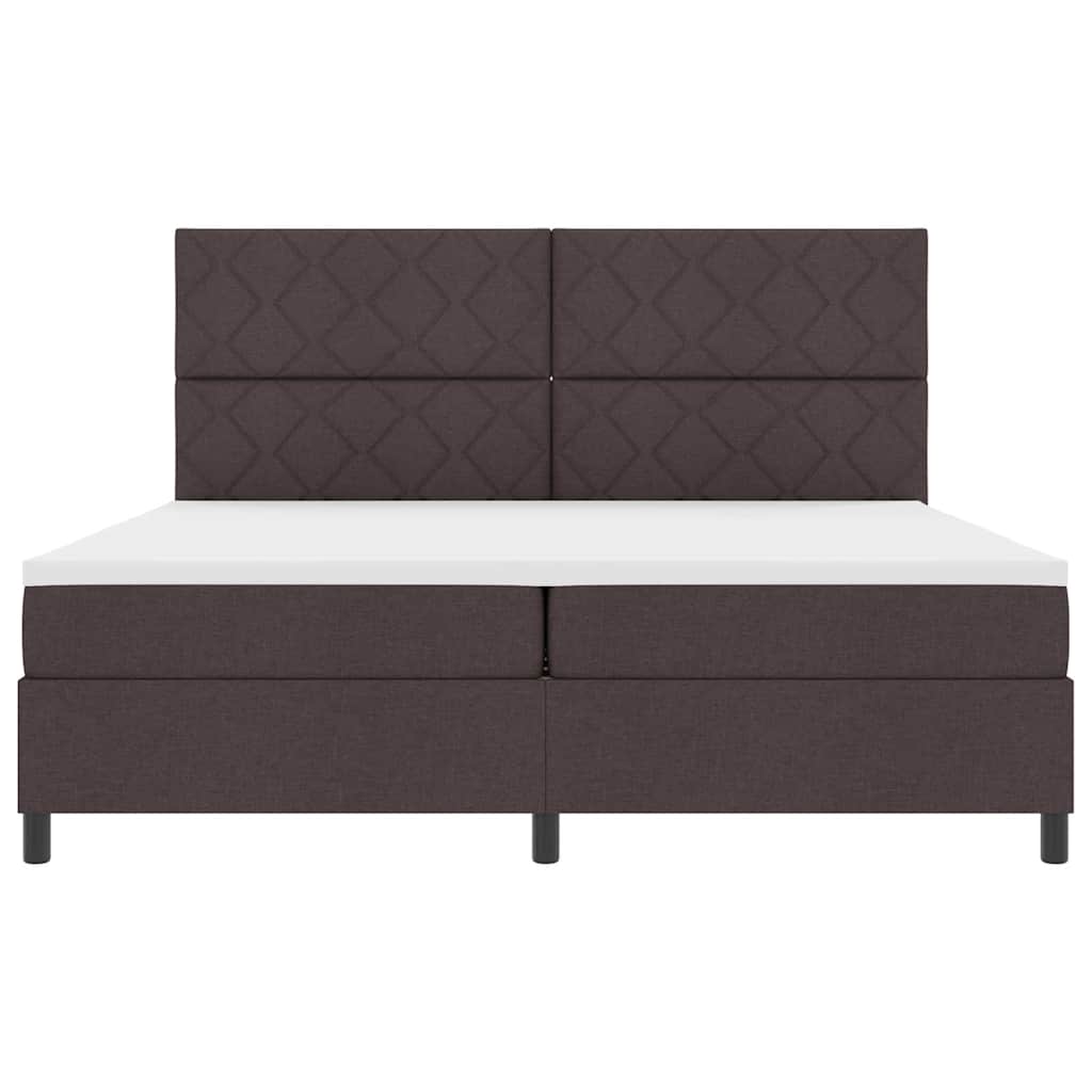 Lit à ressorts avec matelas Marron foncé 200 x 200 cm tissu - XIOS