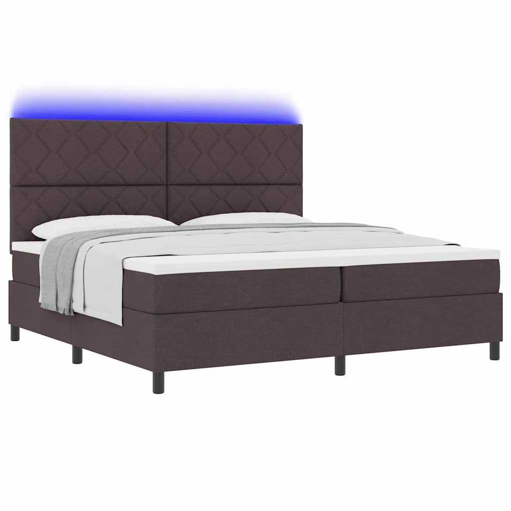 Lit à ressorts avec matelas Marron foncé 200 x 200 cm tissu - XIOS