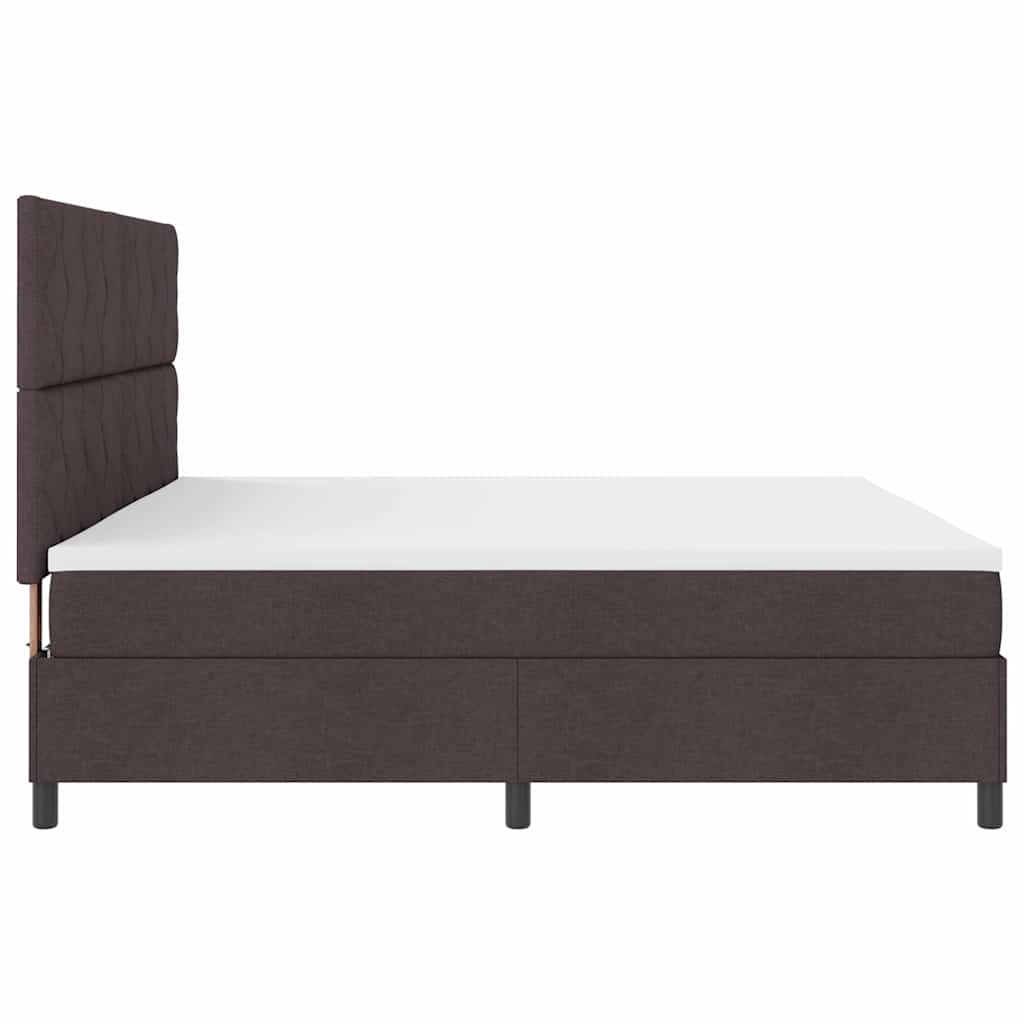 Lit à ressorts avec matelas Marron foncé 200 x 200 cm tissu - XIOS