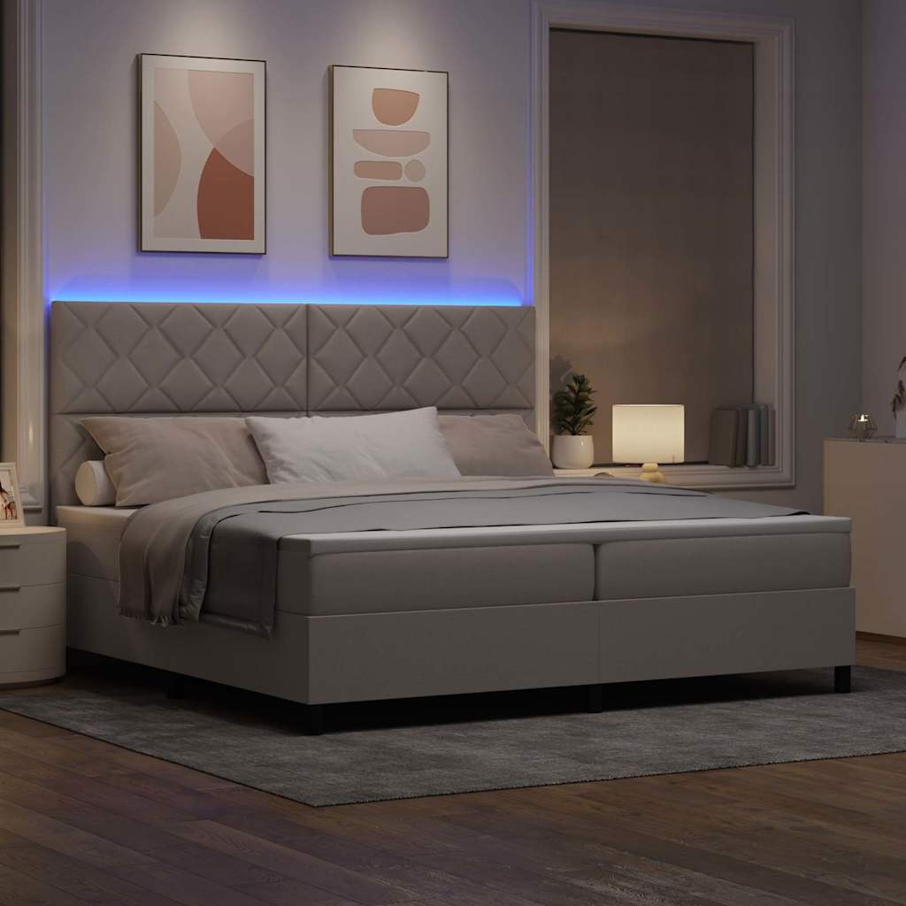 Lit à ressorts avec matelas Taupe 200 x 200 cm tissu - XIOS